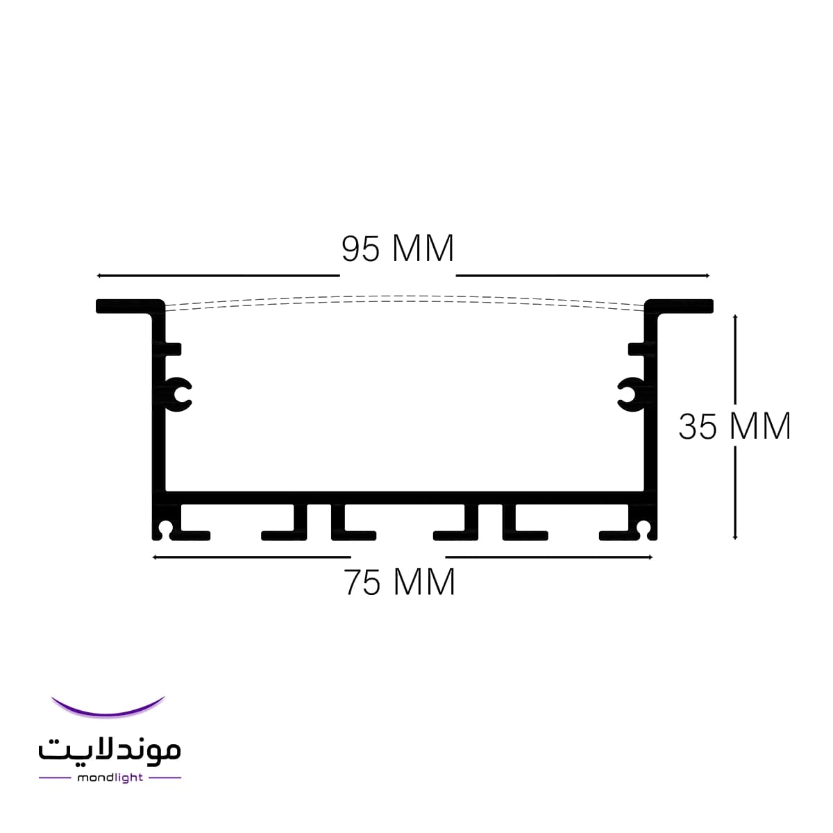 لاین نوری توکار فنرخور کد ML30 | برش ۷.۵ سانتی‌متر | چهار لاین — تصویر ۲