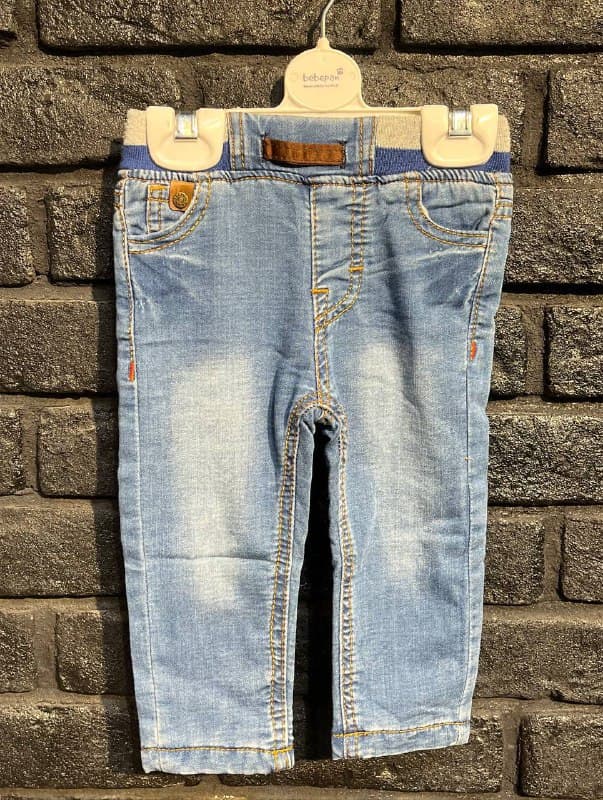 شلوار جین نوزادی کمرکش با جنس لطیف و بسیار با کیفیت سایز 6 تا 12 ماه BBS jeans