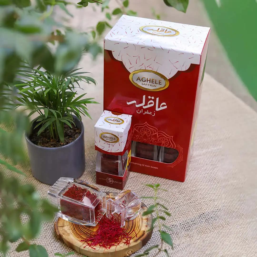 باکس 12 عددی زعفران نگین 5 گرمی در بسته‌بندی آذین — تصویر ۶