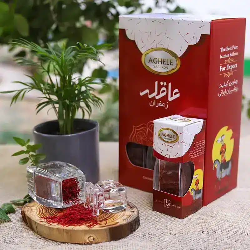 باکس 12 عددی زعفران نگین 5 گرمی در بسته‌بندی آذین — تصویر ۴