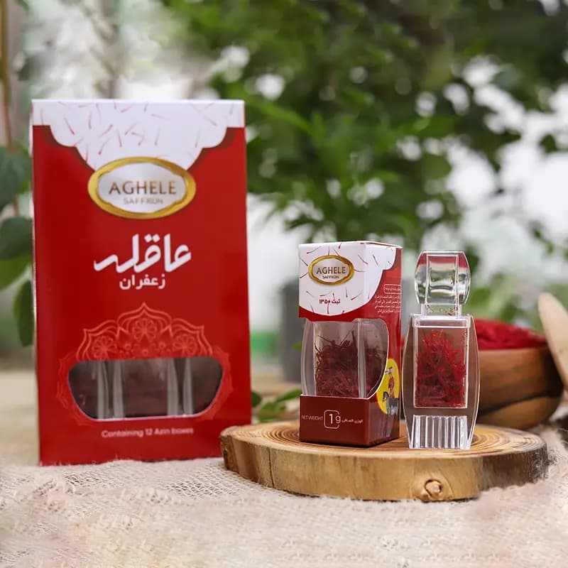باکس 12 عددی زعفران نگین 1 گرمی در بستهبندی آذین — تصویر ۴