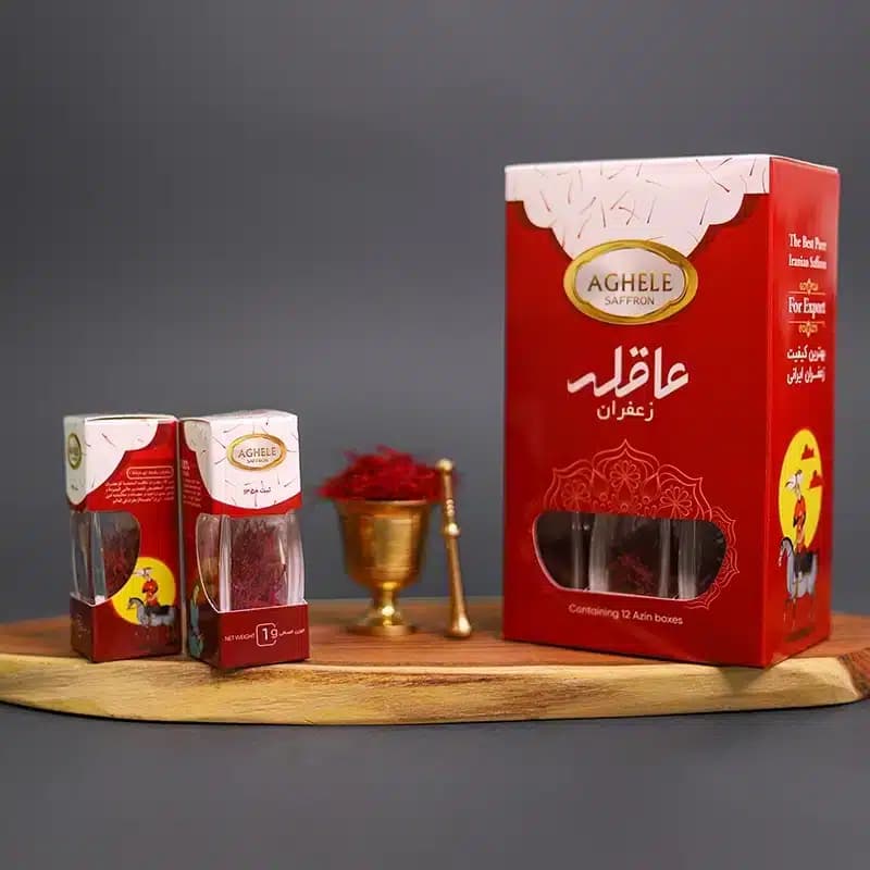 باکس 12 عددی زعفران نگین 1 گرمی در بستهبندی آذین — تصویر ۲