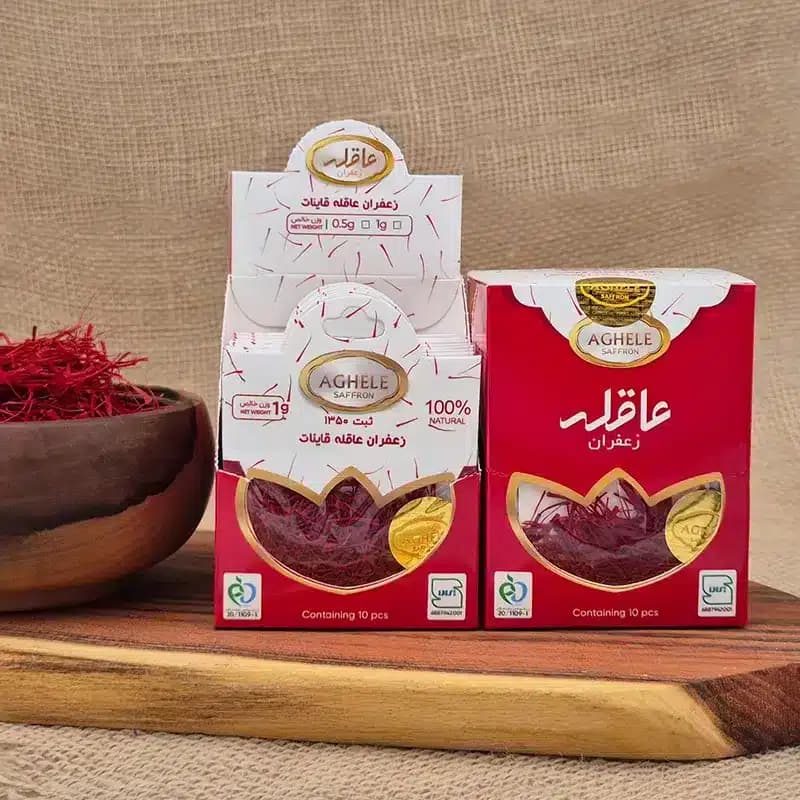 باکس 10 عددی زعفران نگین 1 گرمی در بسته‌بندی پاکتی — تصویر ۴