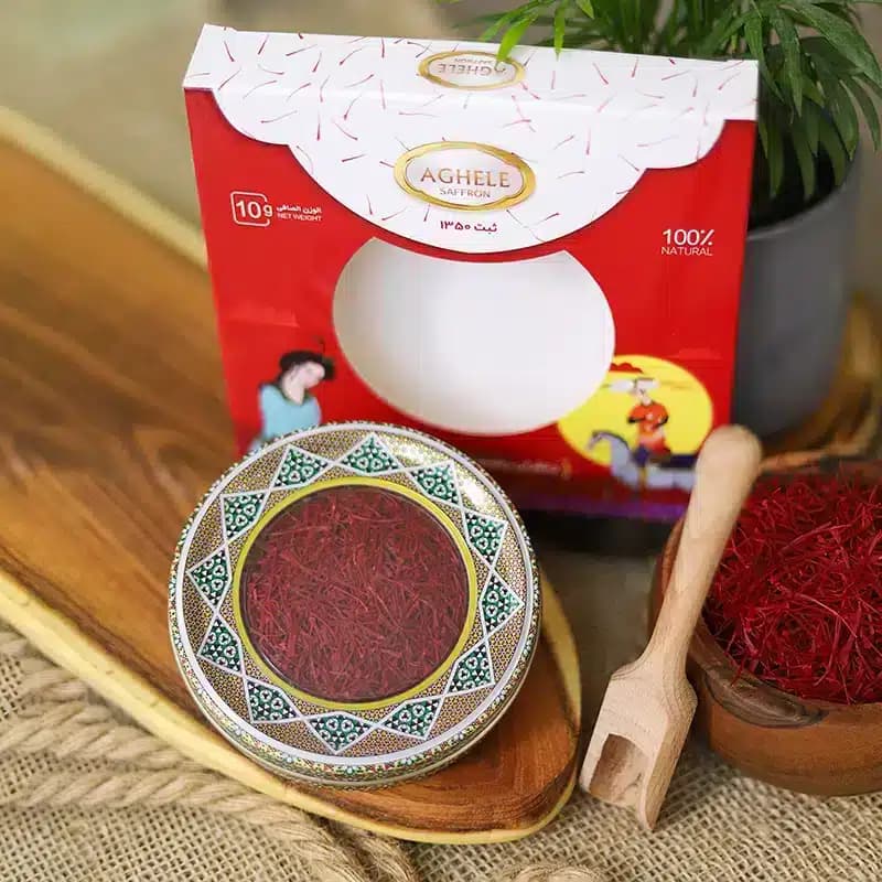 زعفران نگین 10 گرمی در بسته بندی خاتم — تصویر ۳