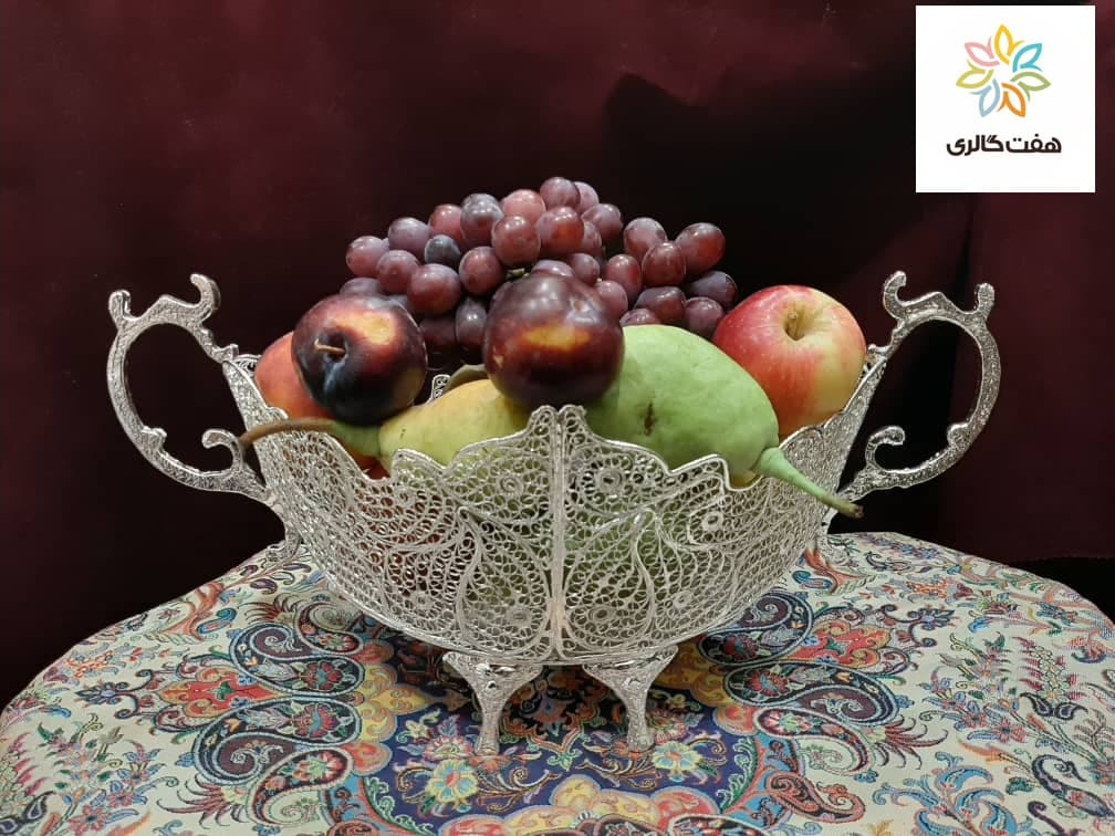 کشکول قایقی پایه کوتاه ملیله کد 10744 — تصویر ۲
