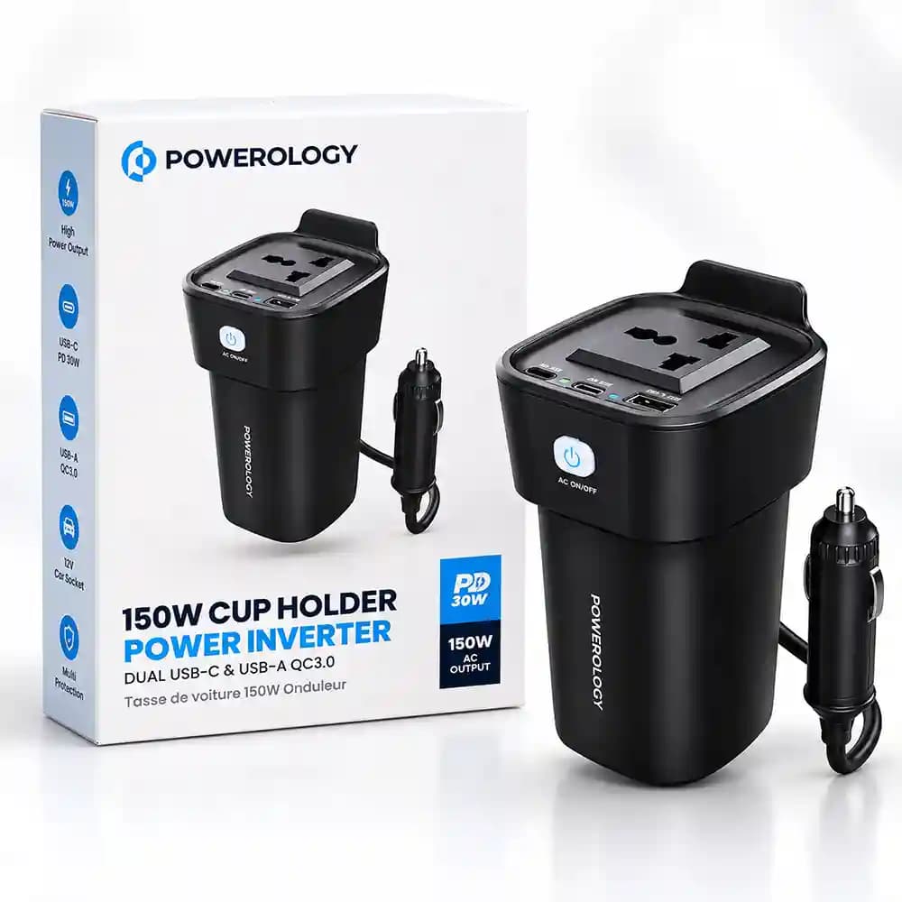 اینورتر خودرو پاورولوژی (Powerology) مدل P150INVBK توان 150 وات