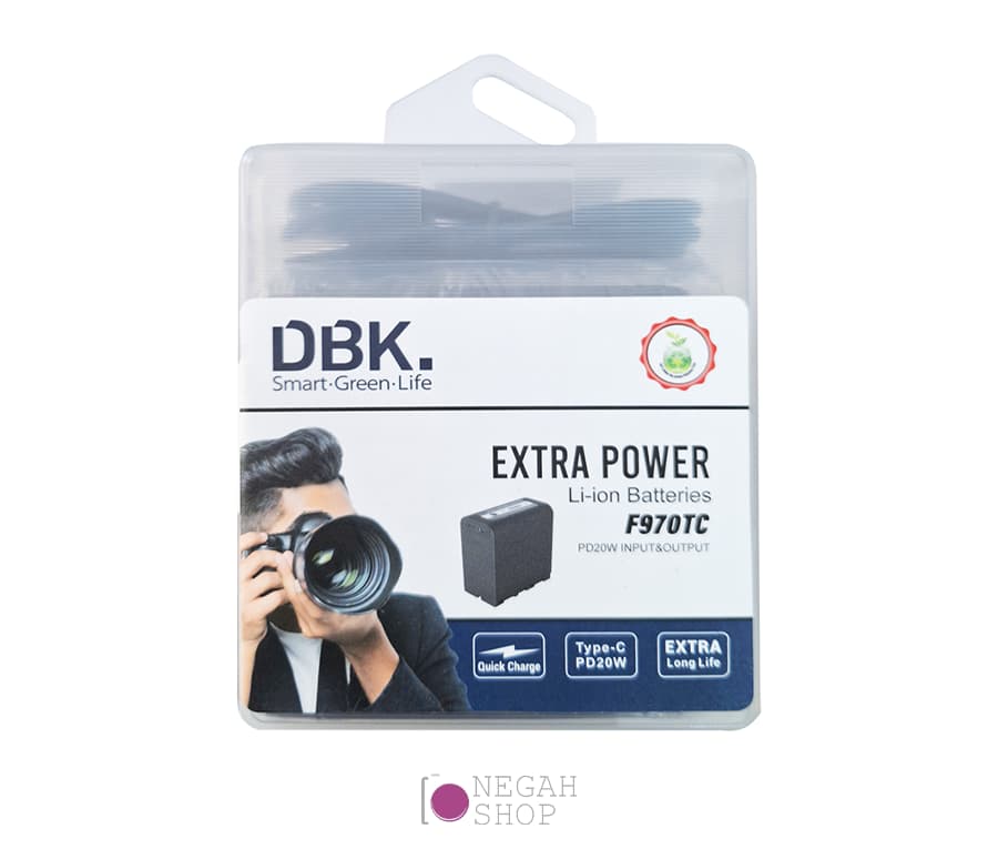 باتری قابل شارژ DBK Extra Power F970 TC 6000mAh با کابل شارژ — تصویر ۴