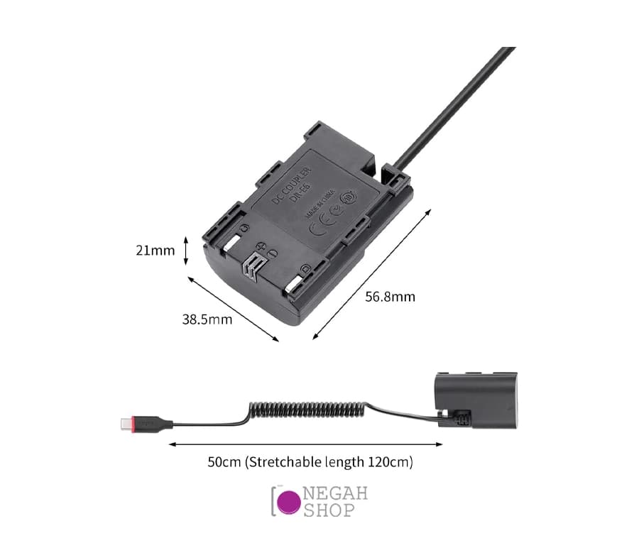 آداپتور برق مستقیم دوربین LP-E6 USB-C Kingma — تصویر ۷