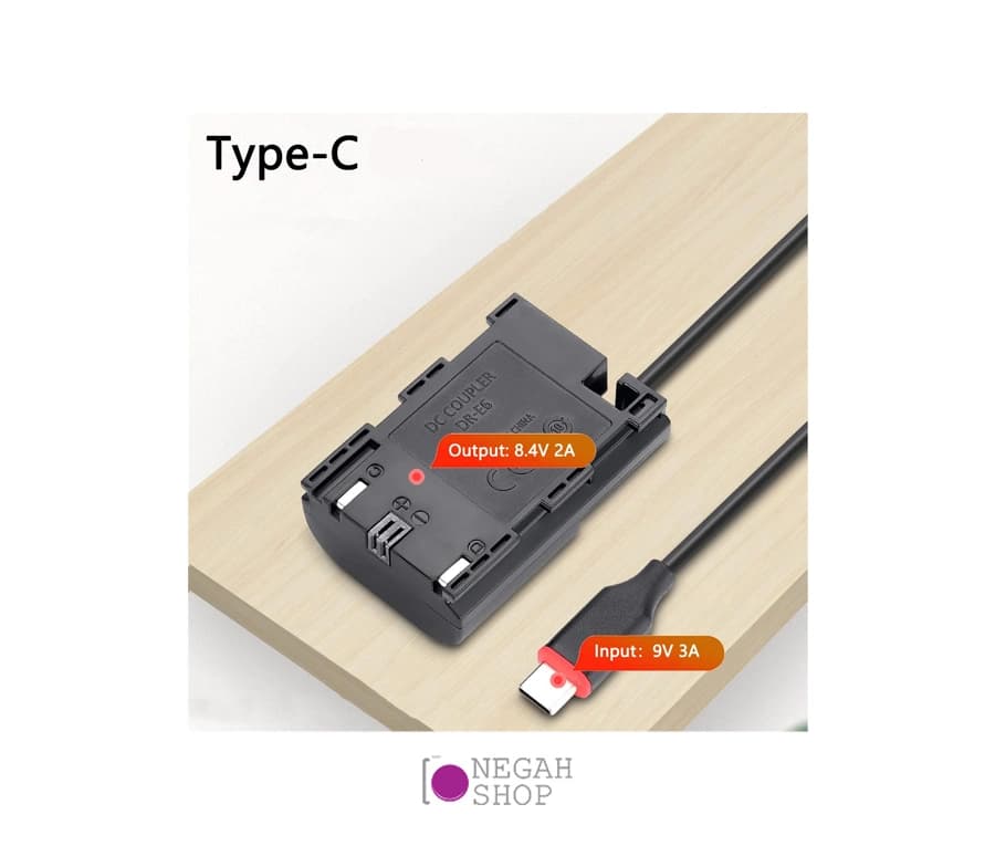 آداپتور برق مستقیم دوربین LP-E6 USB-C Kingma — تصویر ۶