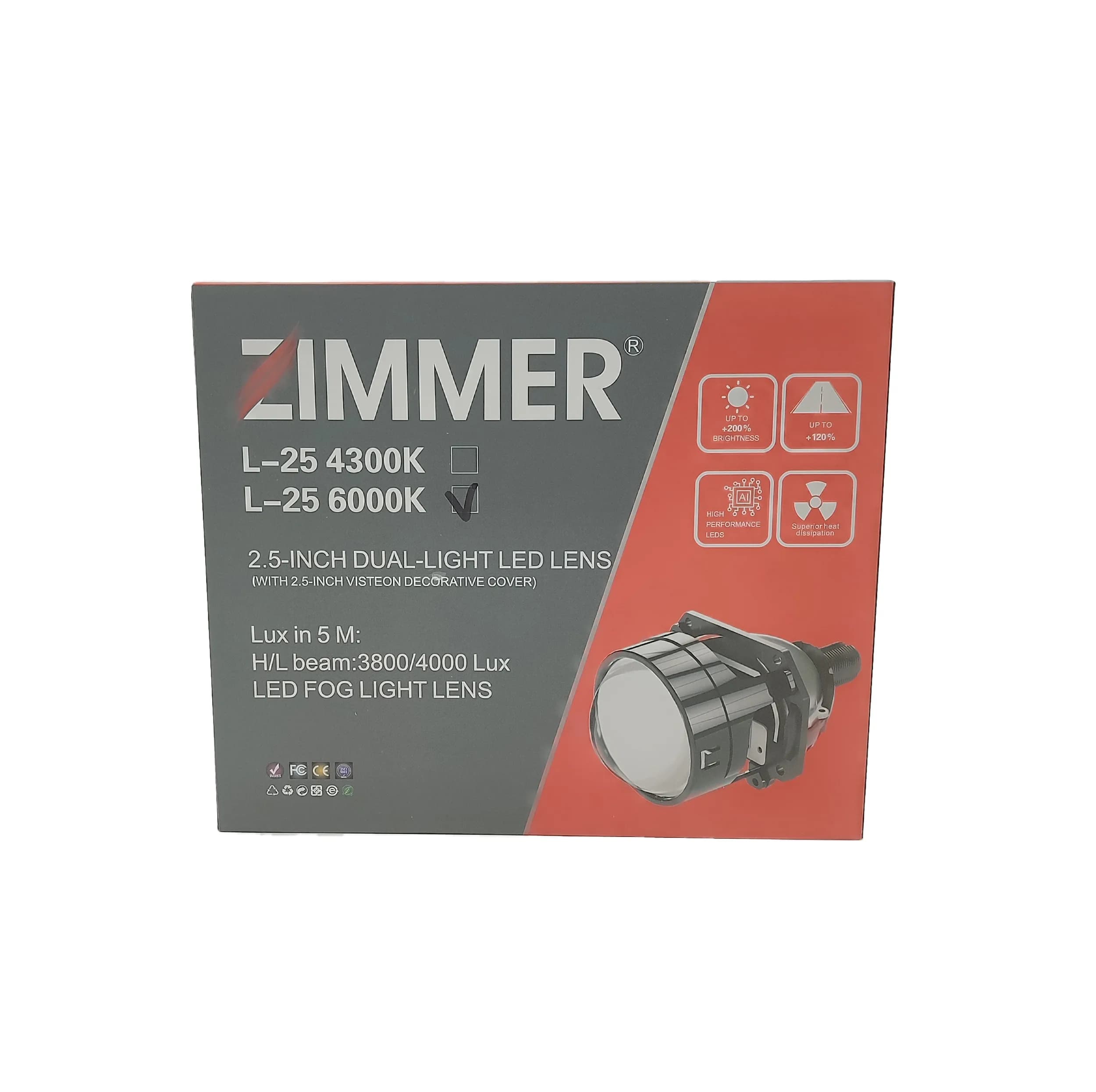 لنز چراغ خودرو دو حالته زیمر مدل L25-6000K BI-LED بسته دو عددی — تصویر ۲