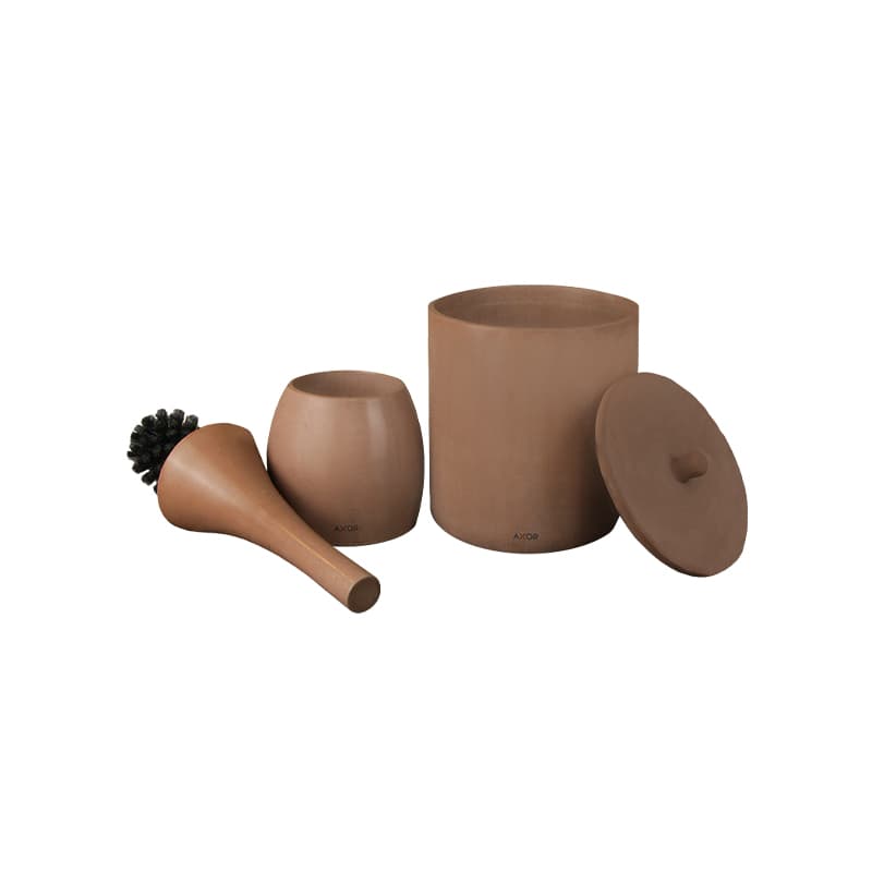 ست سطل و فرچه سنگی سرویس بهداشتی AXOR (آکسور) مدل دبورا رنگ خاکی (bsetsckh02) — تصویر ۲