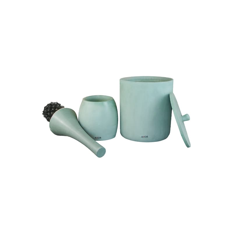 ست سطل و فرچه سنگی سرویس بهداشتی AXOR (آکسور) مدل دبورا رنگ فیروزه ای(bsetsca02) — تصویر ۲