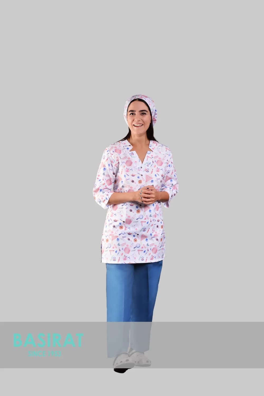اسکراب پزشکی طرح سالن زیبایی سفید زنانه (تک)