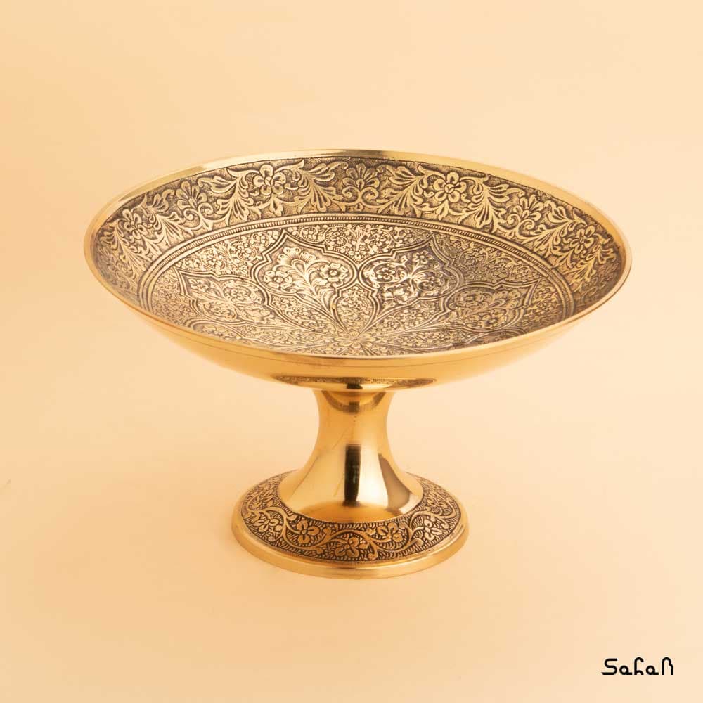 میوه خوری برنجی طلایی هندی پایه دار شبنم