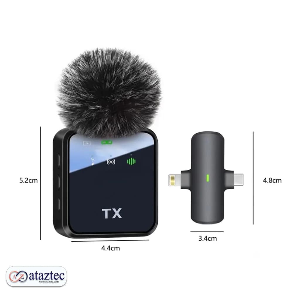 میکروفون یقه‌ای بی‌سیم F15 | برد ۲۰ متر، حذف نویز و قابلیت 4K Voice — تصویر ۴
