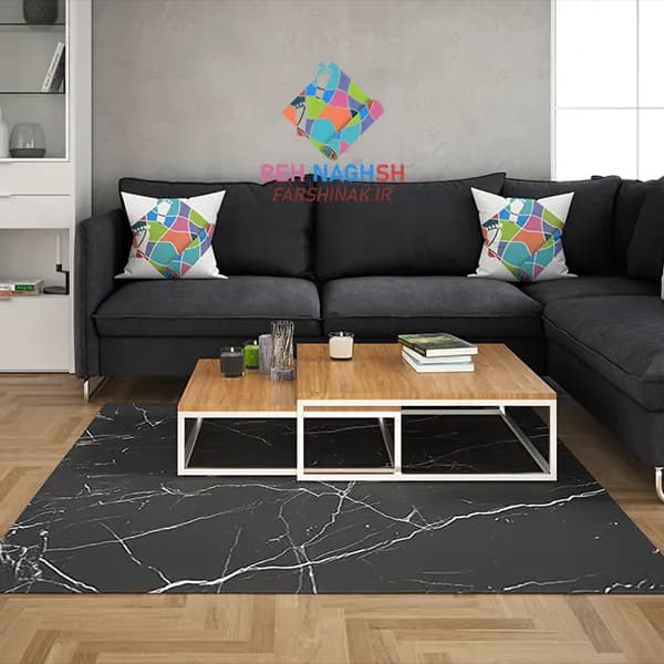 فرشینه مدرن کد fk-100 طرح سنگ مرمر سیاه