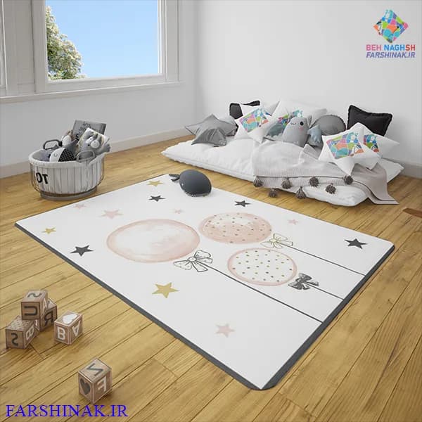 فرشینه اتاق کودک کد C123 سری جدید طرح بادکنک