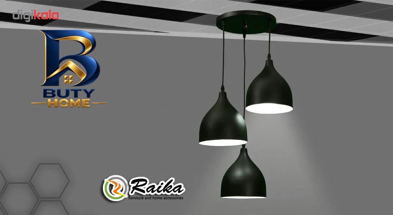 لوستر رایکا ۳ شعله مدل شیپوری کوتاه کد ROS۷۶۰ اصل — تصویر ۱۱