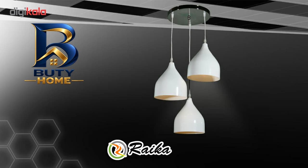لوستر رایکا ۳ شعله مدل شیپوری کوتاه کد ROS۷۶۰ اصل — تصویر ۱۲