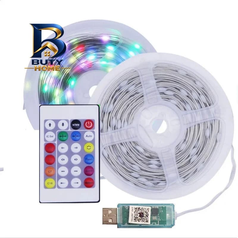 ریسه ال ای دی هوشمند بلوتوثی مدل فول کالر کد RGB IC usb 5v طول 10 متر — تصویر ۱۰