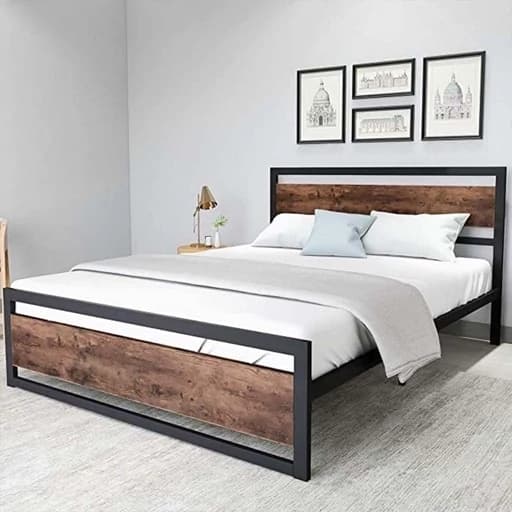 تخت خواب دو نفره چوب و فلز طرح آریانا با ارسال از کرج و پس کرایه مبلمان فرنا مدل 1144396