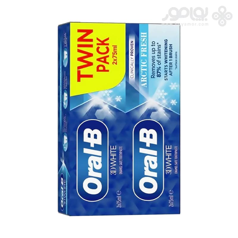 خمیر دندان دو قلوی 3D WHITE اورال بی مدل ARCTIC FRESH