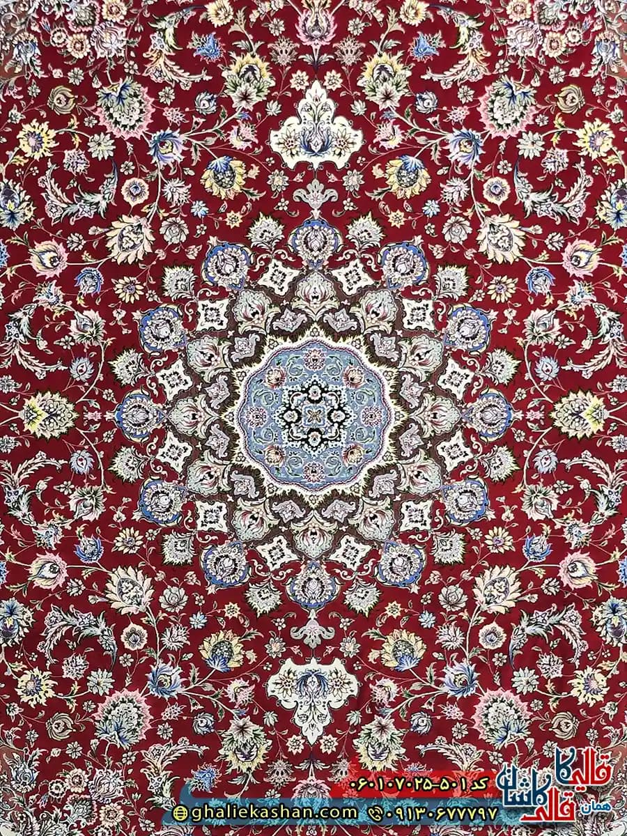 فرش کلاسیک 700 شانه طرح اصفهان رنگ قرمز کاشان — تصویر ۴