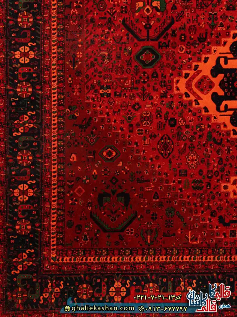 فرش سنتی 700 شانه طرح دلارز رنگ قرمز لاکی کاشان — تصویر ۳