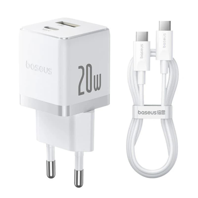 شارژر دیواری 20 وات باسئوس مدل Palm 20W به همراه کابل USB-C