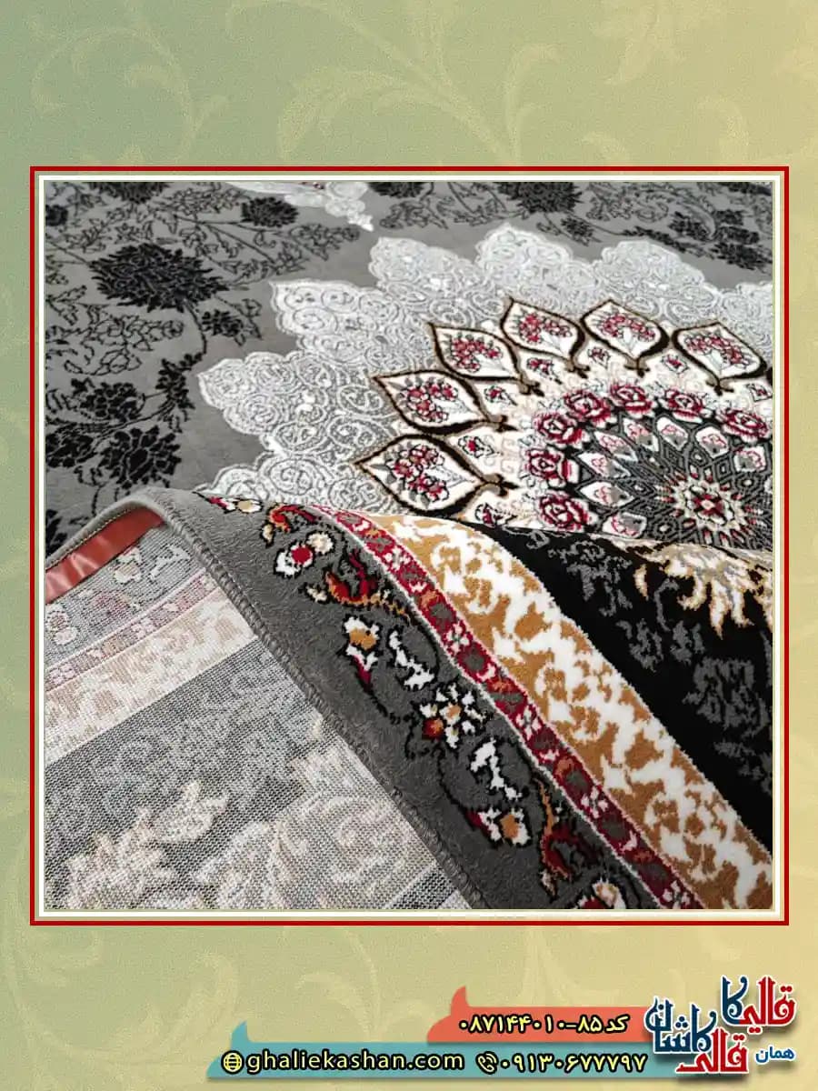 فرش ارزان طرح 700 شانه طرح گیتا رنگ طوسی فیلی کاشان — تصویر ۶