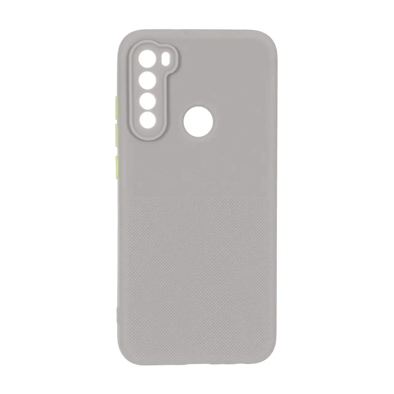 قاب سوزنی دکمه رنگی محافظ لنزدار Xiaomi Redmi Note 8 – طوسی