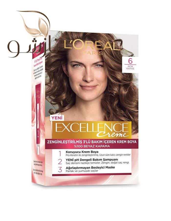 رنگ ‌موی شماره 6 لورال loreal رنگ بلوند تیره طبیعی سری Excellence