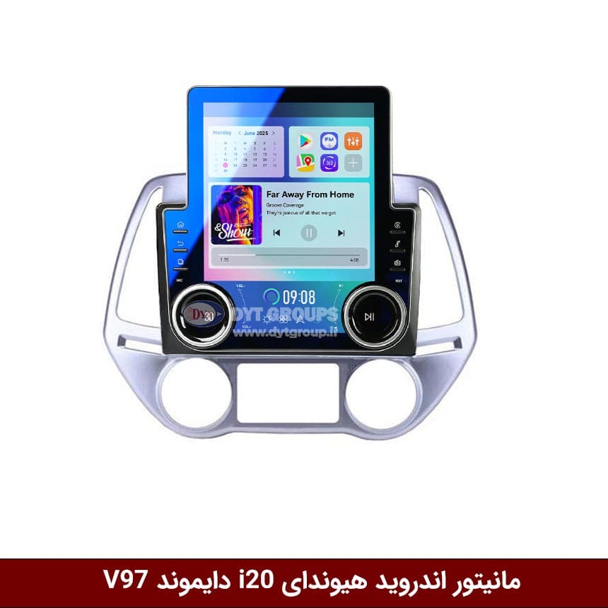 مانیتور ولوم‌دار هیوندای I20 برند دایموند مدل V97 تسلایی وینکا – 9.7 اینچ