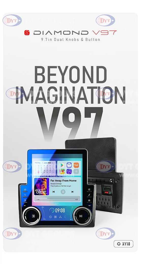 مانیتور ولوم‌دار هیوندای I30 (کولر دیجیتال) برند دایموند مدل V97 تسلایی وینکا – 9.7 اینچ — تصویر ۲
