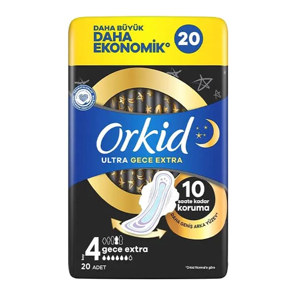 نوار بهداشتی ارکید سایز 4 ویژه شب بسته 20 عددی – Ultra GECE Extra