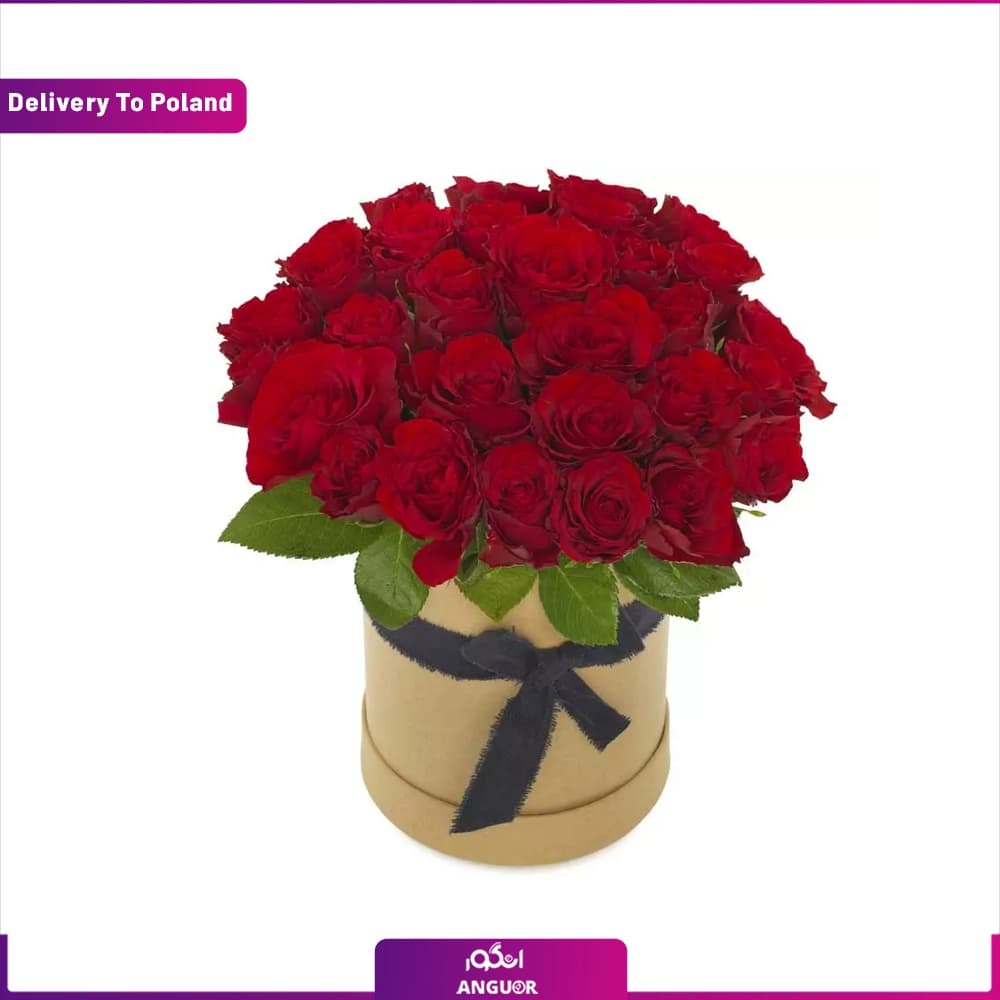 باکس گل رز قرمز 30 شاخه (تحویل در لهستان)