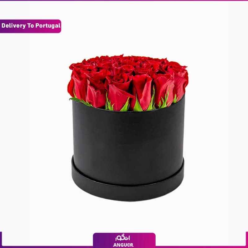 باکس گل رز قرمز 15 شاخه (تحویل در پرتغال)