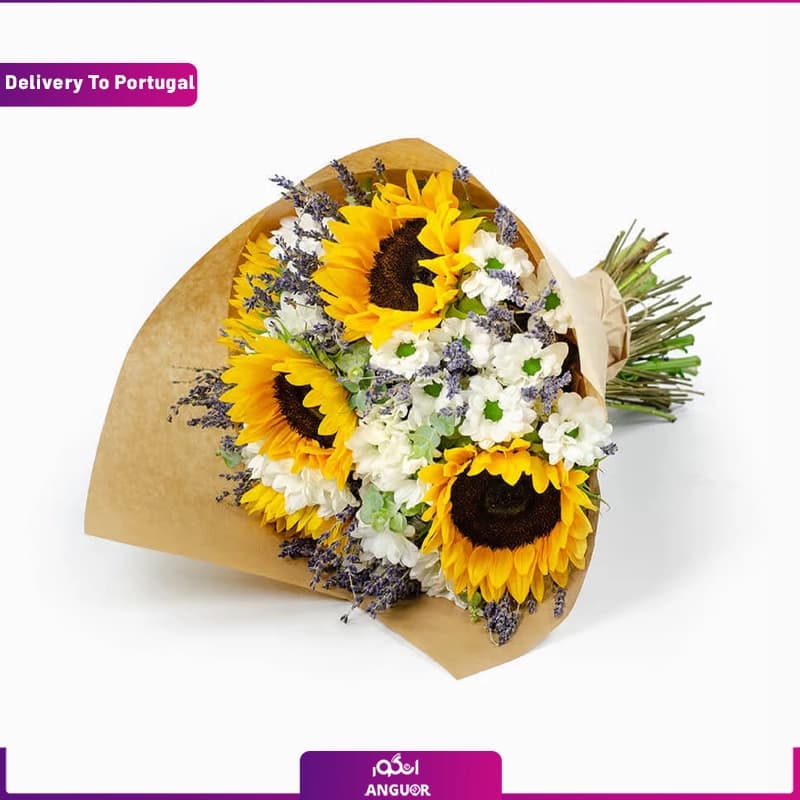 دسته گل داوودی و آفتابگردان (ارسال گل به پرتغال)