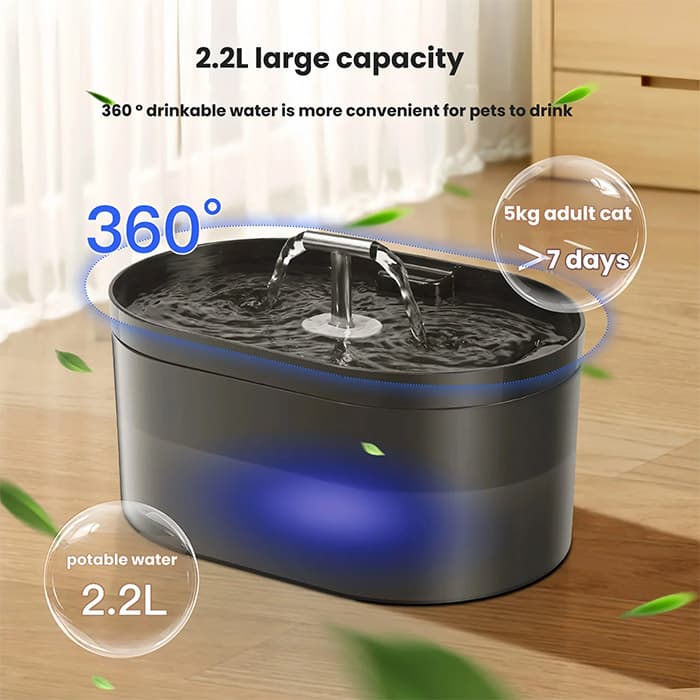 آبخوری اتوماتیک گربه و سگ با فواره دوطرفه 2.2 لیتری — تصویر ۸