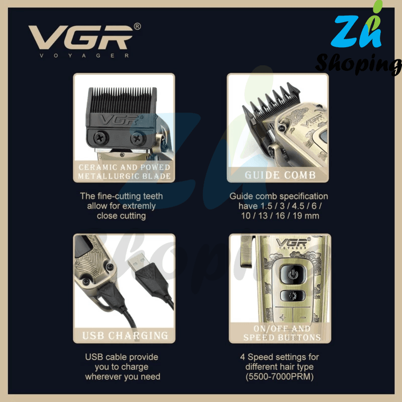 ماشین اصلاح سر و صورت وی جی ار VGR مدل V-005 — تصویر ۲