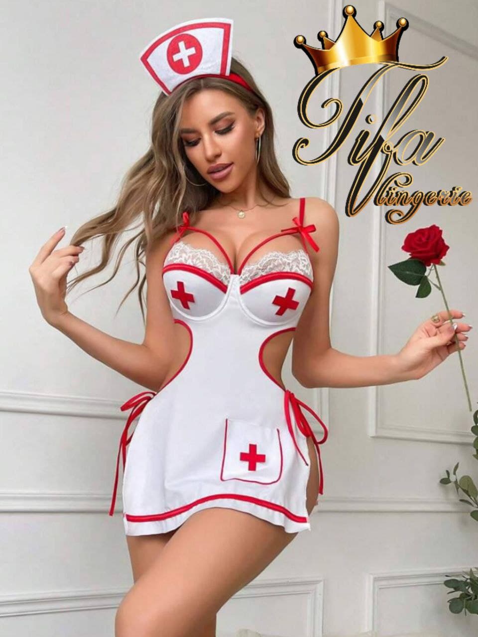 کاستوم پرستاری فنردار تیفا کد 2051 سفید — تصویر ۷