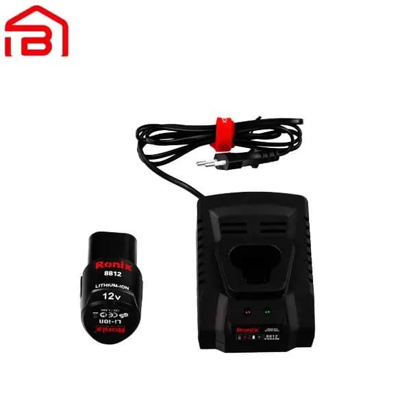دریل پیچ گوشتی شارژی LiIon با کیف BMC نیم تنه فلزی رونیکس مدل 8812 — تصویر ۲