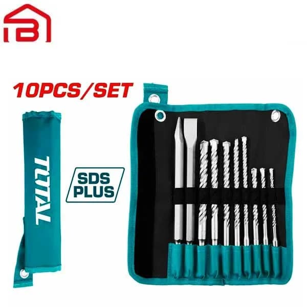 ست 10 عددی قلم و مته 4 شیار توتال مدل TACSD19101