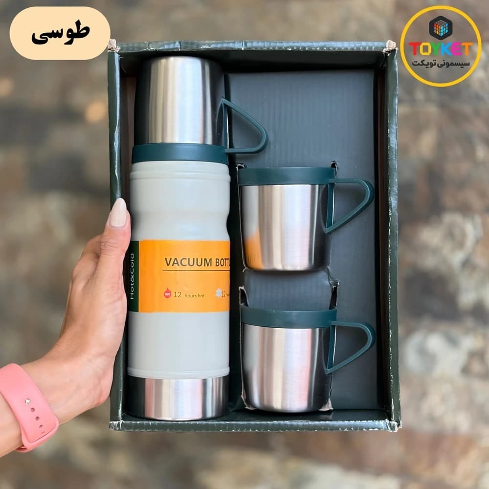 فلاسک آب سرد و گرم ۷۵۰ میل با سه لیوان Vacuum Flask Set — تصویر ۵