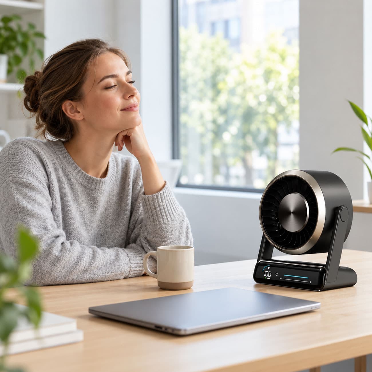 پنکه رومیزی شارژی پورودو Porodo مدل PDLFSTZH37BK با نمایشگر LED — تصویر ۷