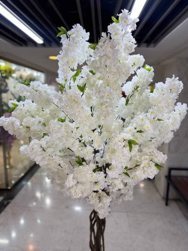 درختچه شکوفه مصنوعی سفید 220 سانت — تصویر ۳