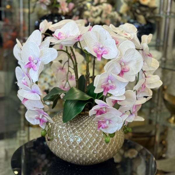 گل و گلدان ارکیده چرمی مصنوعی