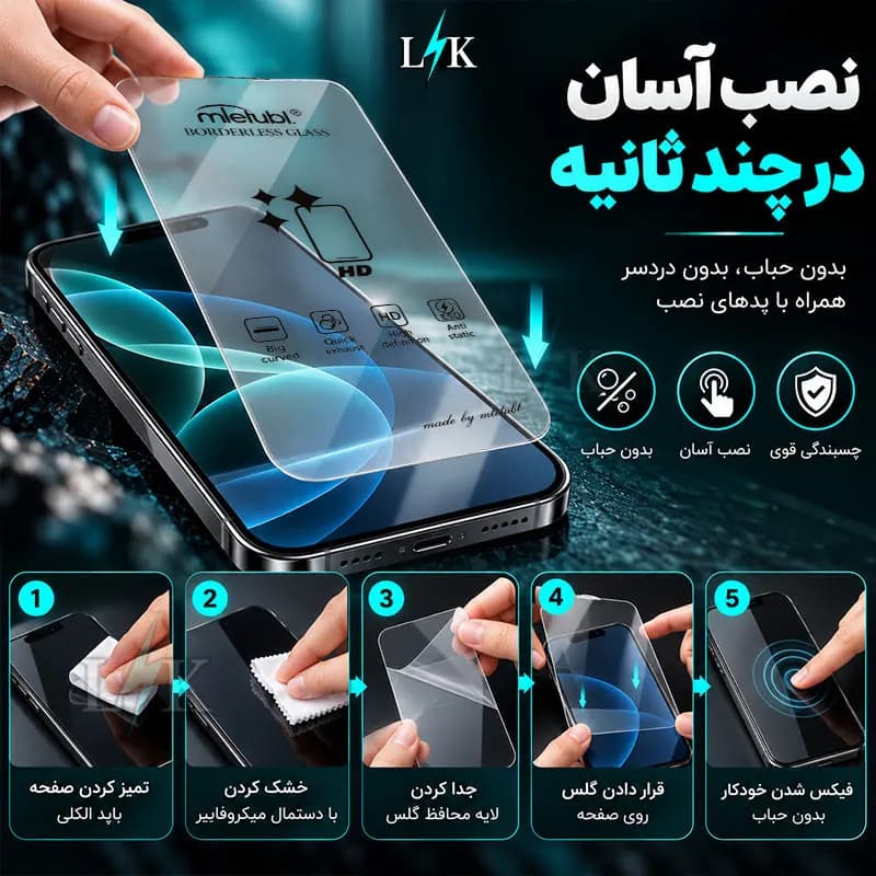 محافظ صفحه نمایش بی حاشیه ال کا جی مدل BLM-LK مناسب برای گوشی موبایل سامسونگ Galaxy A57 — تصویر ۵