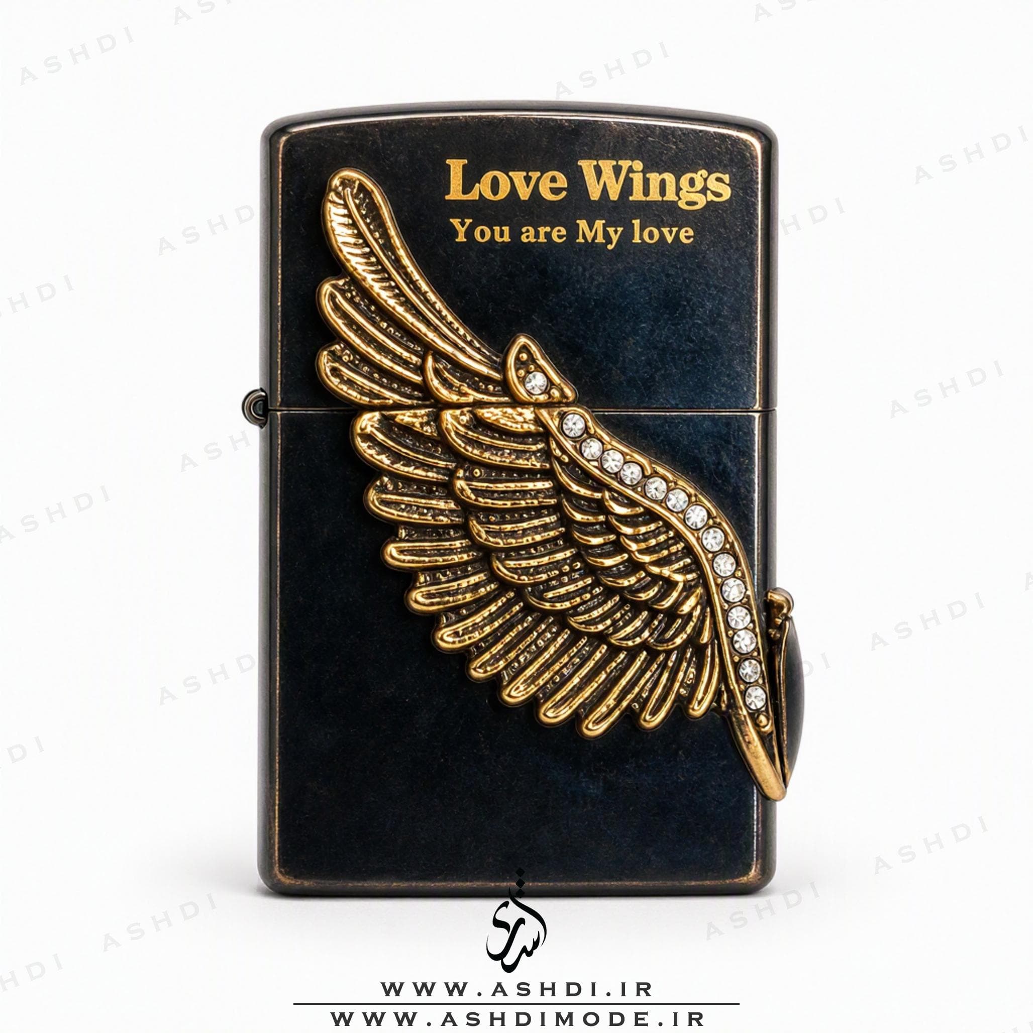 فندک زیپو های کپی مشکی طرح بال طلایی | You Can Fly High Zippo Lighter