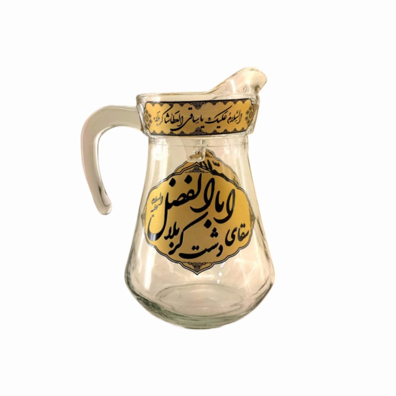 پارچ آب بلور نیزه ای سقا طرح اباعبدالله ع و اباالفضل ع کد 103525